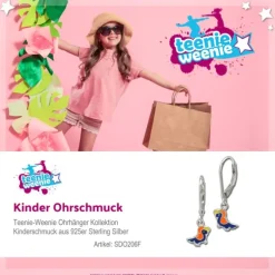 Kinder Ohrring bunter Papagei Silber Ohrhänger Kinderschmuck TW SDO206F