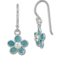 Kinder Ohrring 3D Blume blau Ohrhänger 925 Kinderschmuck TW SDO8139H