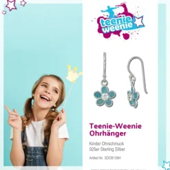 Kinder Ohrring 3D Blume blau Ohrhänger 925 Kinderschmuck TW SDO8139H