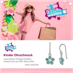 Kinder Ohrring 3D Blume blau Ohrhänger 925 Kinderschmuck TW SDO8139H