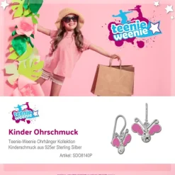 Kinder Ohrring 3D Schmetterling pink Ohrhänger 925 Kinderschmuck TW SDO8140P
