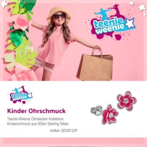 Kinder Ohrring 3D Seerose pink Ohrstecker 925 Kinderschmuck TW SDO8122P