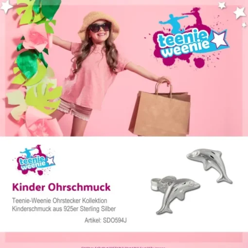 Kinder Ohrring Delfin 925er Sterling Silber Kinderschmuck TW SDO594J