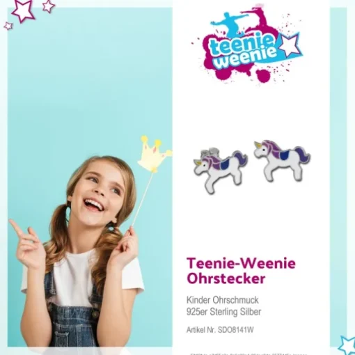 Kinder Ohrring Einhorn weiß Ohrstecker 925 Kinderschmuck TW SDO8141W