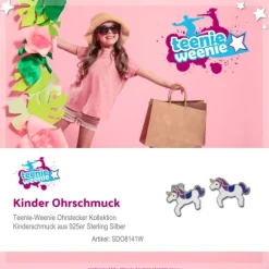 Kinder Ohrring Einhorn weiß Ohrstecker 925 Kinderschmuck TW SDO8141W