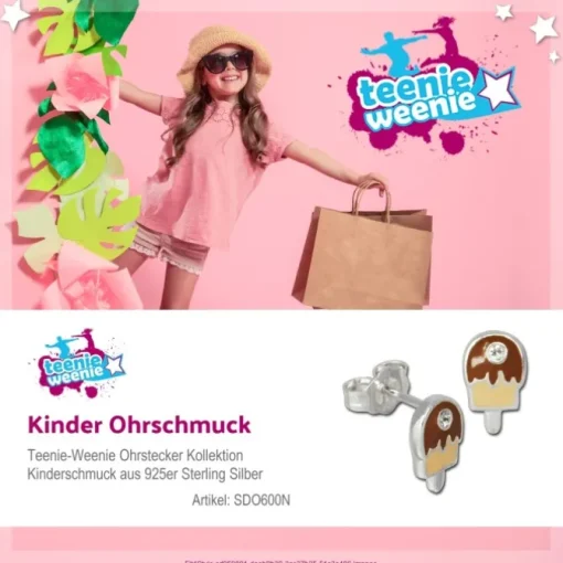 Kinder Ohrring Eis am Stiel Silber Ohrstecker Kinderschmuck TW SDO600N