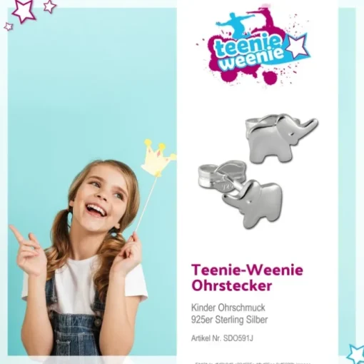 Kinder Ohrring Elefant 925er Sterling Silber Kinderschmuck TW SDO591J