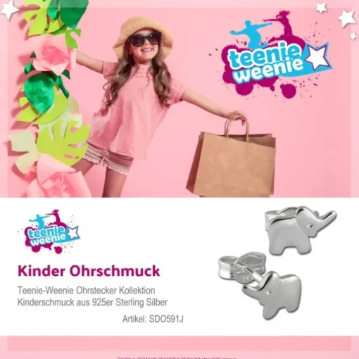 Kinder Ohrring Elefant 925er Sterling Silber Kinderschmuck TW SDO591J