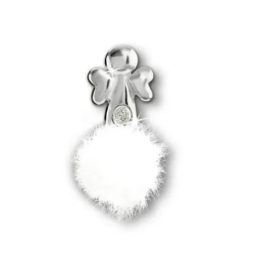 Kinder Ohrring Engel weiße Puschel Ohrstecker 925 Silber TW SDO8552W