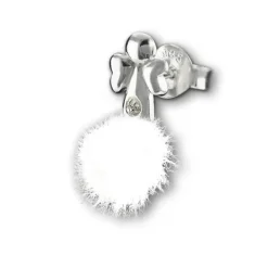Kinder Ohrring Engel weiße Puschel Ohrstecker 925 Silber TW SDO8552W