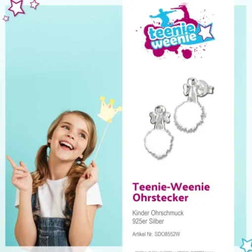 Kinder Ohrring Engel weiße Puschel Ohrstecker 925 Silber TW SDO8552W