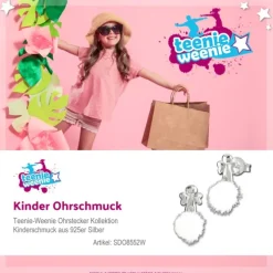 Kinder Ohrring Engel weiße Puschel Ohrstecker 925 Silber TW SDO8552W