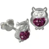 Kinder Ohrring Eule fuchsia Silber Ohrstecker Kinderschmuck TW SDO8009P