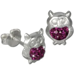 Kinder Ohrring Eule fuchsia Silber Ohrstecker Kinderschmuck TW SDO8009P