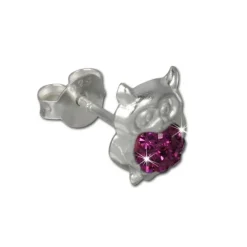 Kinder Ohrring Eule fuchsia Silber Ohrstecker Kinderschmuck TW SDO8009P
