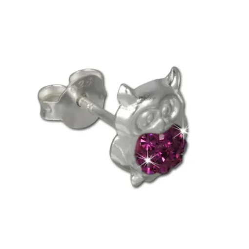 Kinder Ohrring Eule fuchsia Silber Ohrstecker Kinderschmuck TW SDO8009P