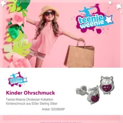 Kinder Ohrring Eule fuchsia Silber Ohrstecker Kinderschmuck TW SDO8009P