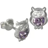 Kinder Ohrring Eule lila Silber Ohrstecker Kinderschmuck TW SDO8009V