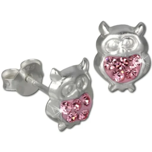 Kinder Ohrring Eule rosa Silber Ohrstecker Kinderschmuck TW SDO8009A