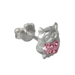 Kinder Ohrring Eule rosa Silber Ohrstecker Kinderschmuck TW SDO8009A