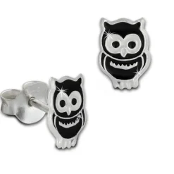 Kinder Ohrring Eule schwarz Silber Ohrstecker Kinderschmuck TW SDO8101S