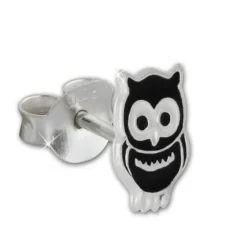 Kinder Ohrring Eule schwarz Silber Ohrstecker Kinderschmuck TW SDO8101S