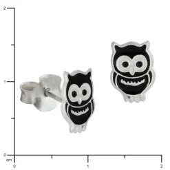 Kinder Ohrring Eule schwarz Silber Ohrstecker Kinderschmuck TW SDO8101S