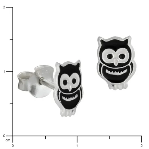Kinder Ohrring Eule schwarz Silber Ohrstecker Kinderschmuck TW SDO8101S