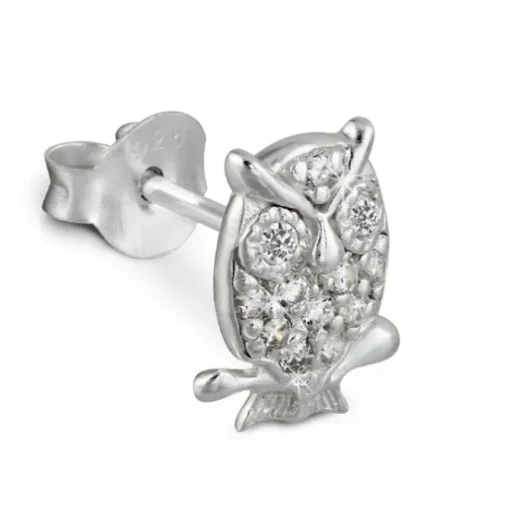 Kinder Ohrring Eule weiß Silber Ohrstecker Kinderschmuck TW SDO8013W