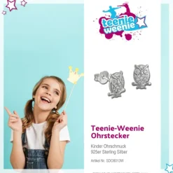 Kinder Ohrring Eule weiß Silber Ohrstecker Kinderschmuck TW SDO8013W