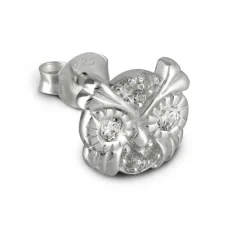 Kinder Ohrring Eulenkopf weiß Silber Ohrstecker Kinderschmuck TW SDO8012W