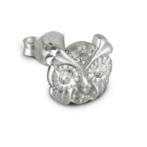 Kinder Ohrring Eulenkopf weiß Silber Ohrstecker Kinderschmuck TW SDO8012W