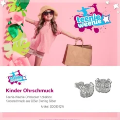 Kinder Ohrring Eulenkopf weiß Silber Ohrstecker Kinderschmuck TW SDO8012W