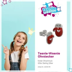 Kinder Ohrring Fausthandschuhe rot Silber Ohrstecker Kinderschmuck TW SDO614R