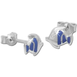 Kinder Ohrring Fisch blau Silber Ohrstecker Kinderschmuck TW SDO204B