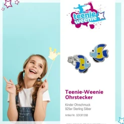 Kinder Ohrring Fisch blau/gelb Ohrstecker 925 Kinderschmuck TW SDO8126B
