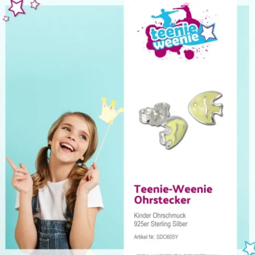 Kinder Ohrring Fisch gelb Silber Ohrstecker Kinderschmuck TW SDO605Y