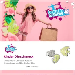 Kinder Ohrring Fisch gelb Silber Ohrstecker Kinderschmuck TW SDO605Y