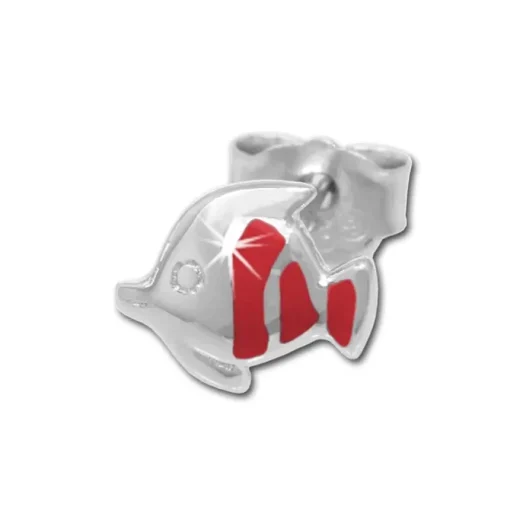 Kinder Ohrring Fisch rot Silber Ohrstecker Kinderschmuck TW SDO204R