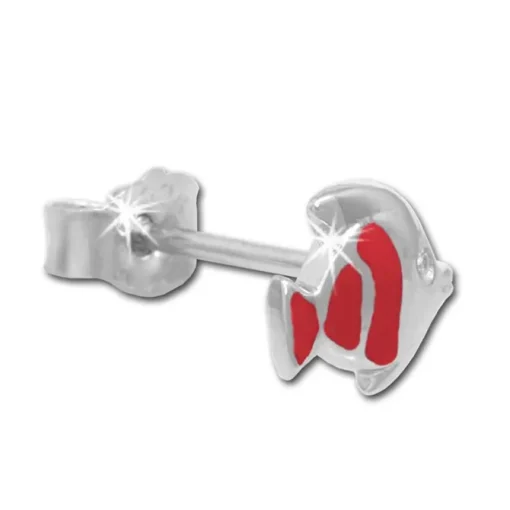 Kinder Ohrring Fisch rot Silber Ohrstecker Kinderschmuck TW SDO204R