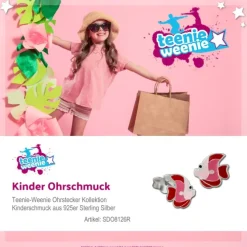 Kinder Ohrring Fisch rot/rosa Ohrstecker 925 Kinderschmuck TW SDO8126R