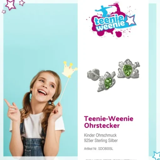 Kinder Ohrring Frosch grün Silber Ohrstecker Kinderschmuck TW SDO8005L