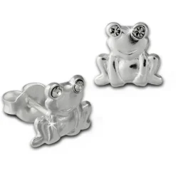 Kinder Ohrring Frosch weiß Silber Ohrstecker Kinderschmuck TW SDO8022W