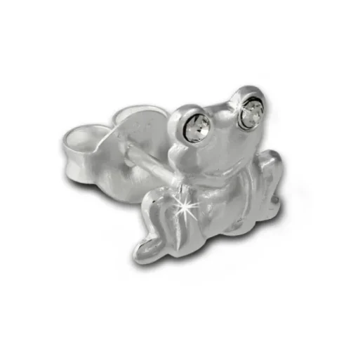 Kinder Ohrring Frosch weiß Silber Ohrstecker Kinderschmuck TW SDO8022W