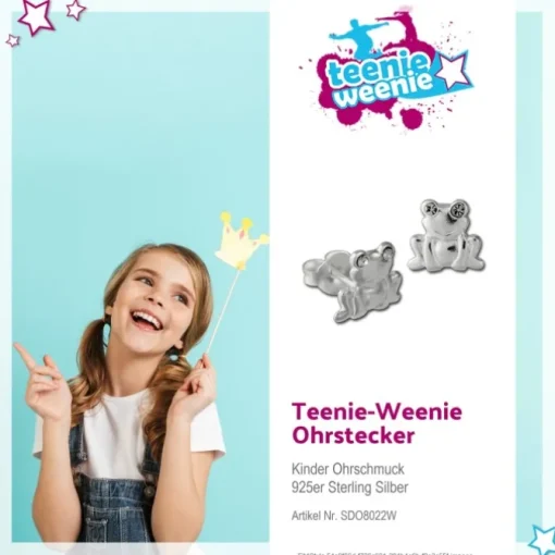 Kinder Ohrring Frosch weiß Silber Ohrstecker Kinderschmuck TW SDO8022W