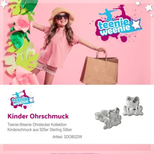 Kinder Ohrring Frosch weiß Silber Ohrstecker Kinderschmuck TW SDO8022W
