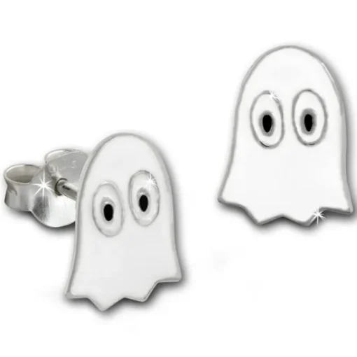 Kinder Ohrring Gespenst weiß Ohrstecker 925 Kinderschmuck TW SDO8142W