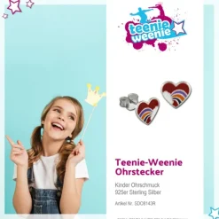Kinder Ohrring Herz mit Regenbogen Ohrstecker 925 Kinderschmuck TW SDO8143R