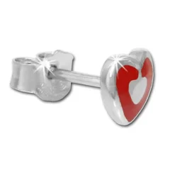 Kinder Ohrring Herzchen rot Silber Ohrstecker Kinderschmuck TW SDO203R
