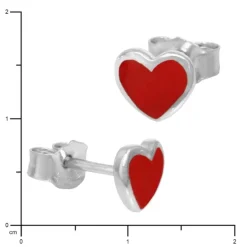 Kinder Ohrring Herzchen rot Silber Ohrstecker Kinderschmuck TW SDO203R